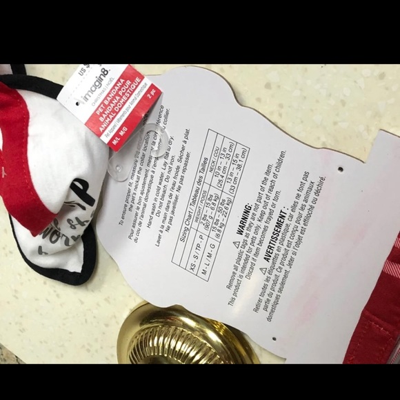 Pet white and red Bandanas set of 2 size M/L - Picture 2 of 3